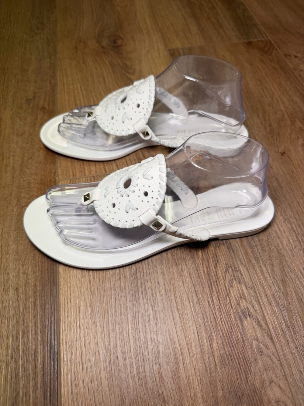 Jack Rogers Georgica Jelly Sandals White 8 NEW Waterproof Medallion Flip Flops - Picture 5 of 12
